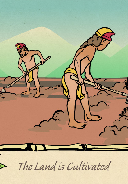 Illustrated page of menehune story